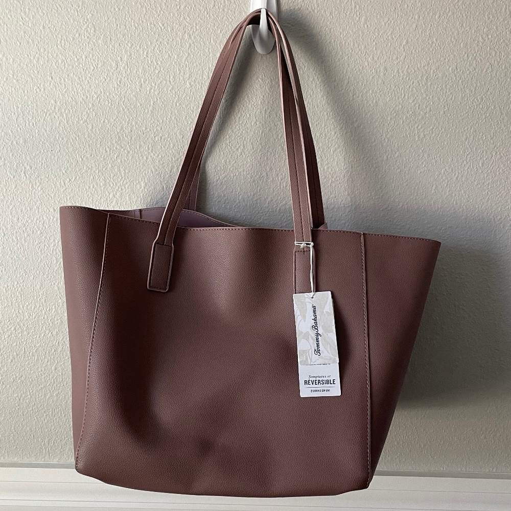 NWT Tommy Bahama Reversible Large Tote - Beautiful Light Mauve Color